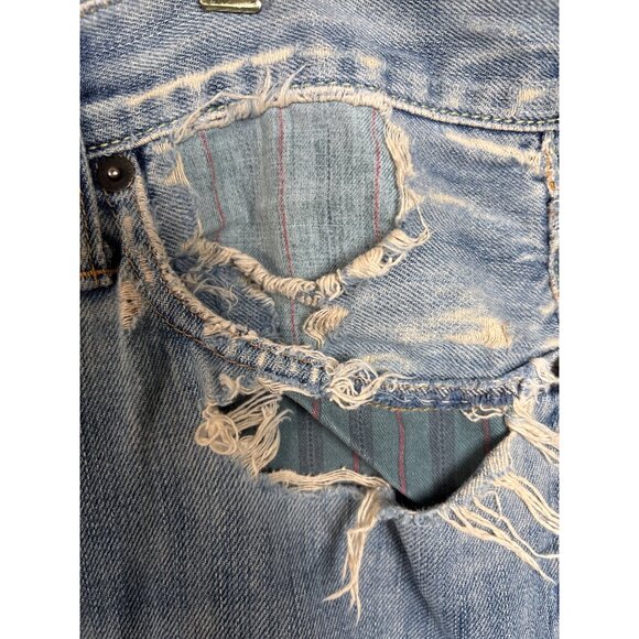 Abercrombie & Fitch Mens Jeans Low Rise Boot Cut Button Fly Y2K Distressed Plaid - Picture 5 of 15